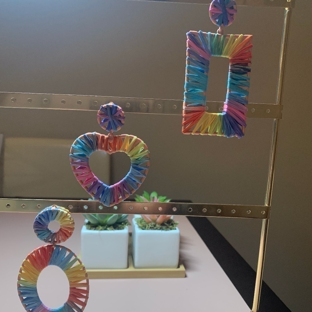 SALE💚 any 3 for $18 💚 rainbow Woven Statement Chunky Earrings